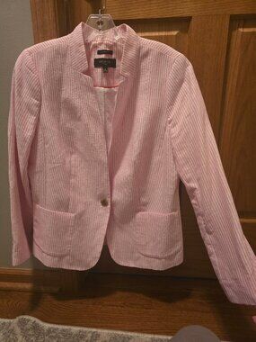 Talbots pink and white summer blazer linen blend - 12p